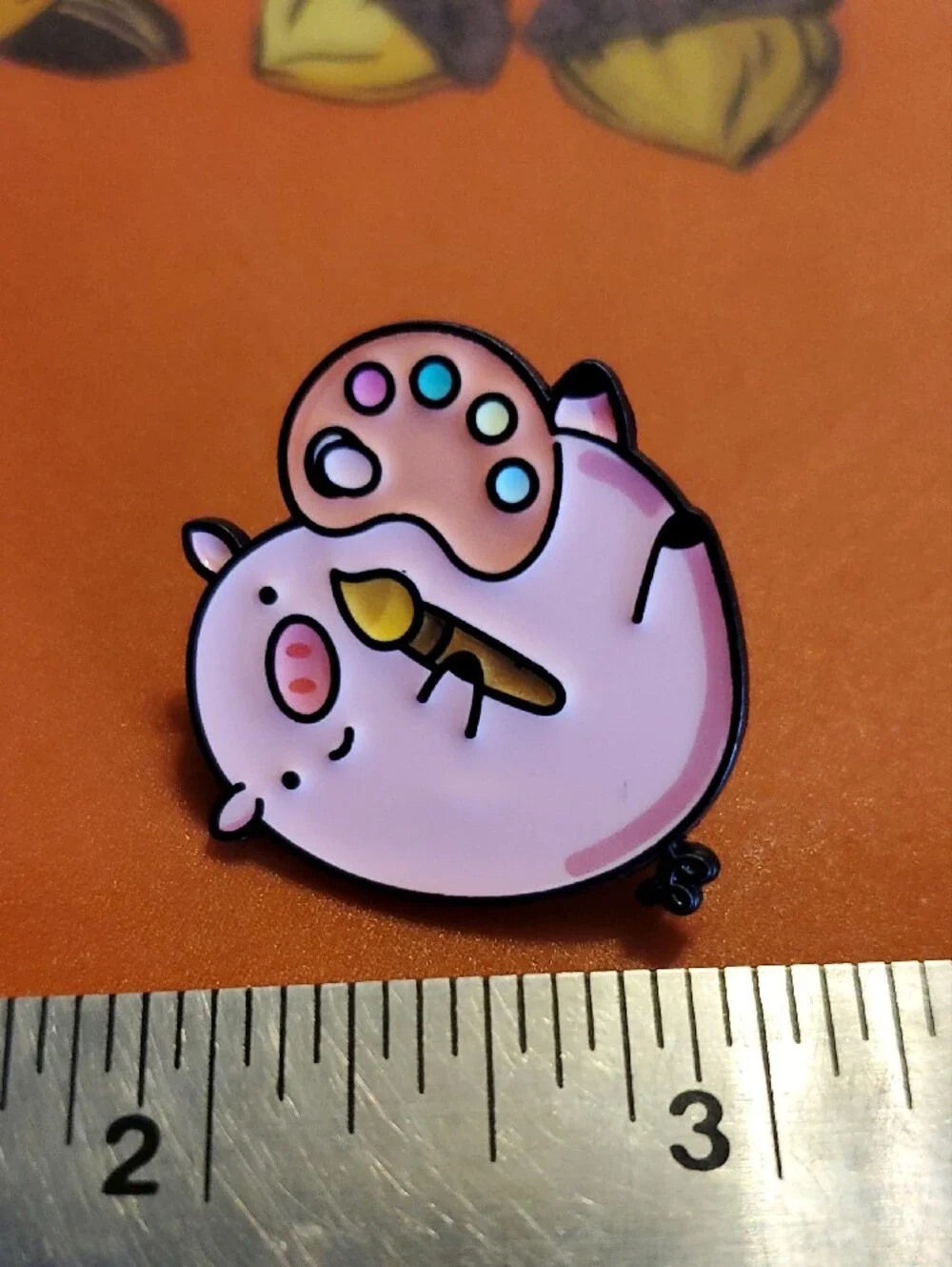 Pink Artist Pig Enamel Pin - Cute Small Pets Accessory